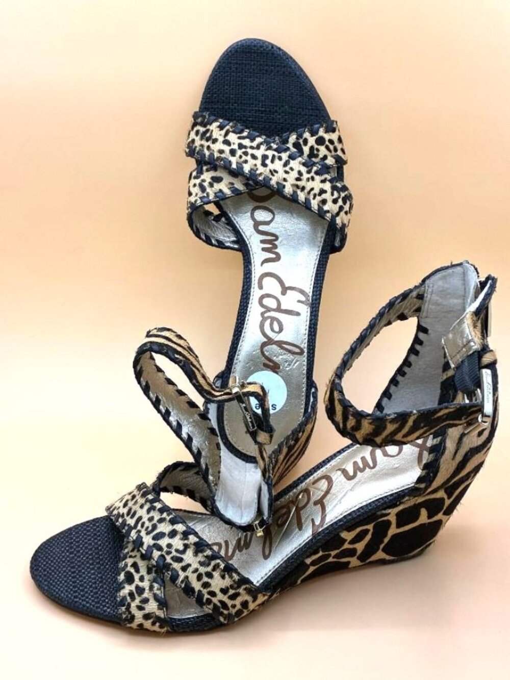 *EUC* Sam Edelman SILVIA Animal Print Wedge Sandals. Women's Size 7 M Leop
